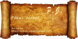 Pákai József névjegykártya